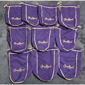 Lot Of 10 Crown Royal Purple Drawstring Bags Distillery Liquor Alcohol Crafts